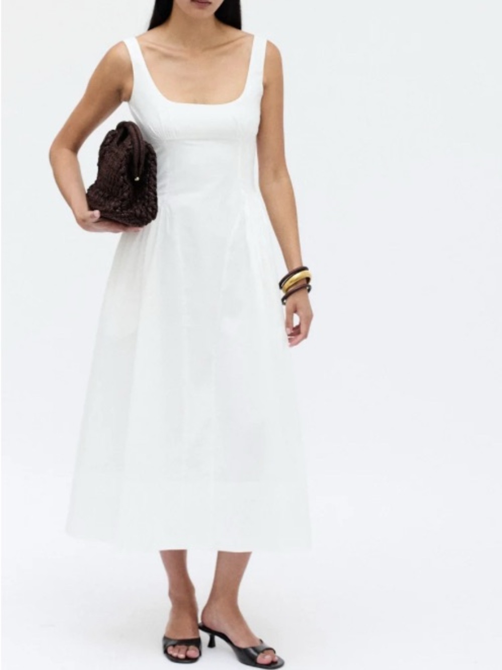 Wayf White Scoop-Neck Midi Sundress